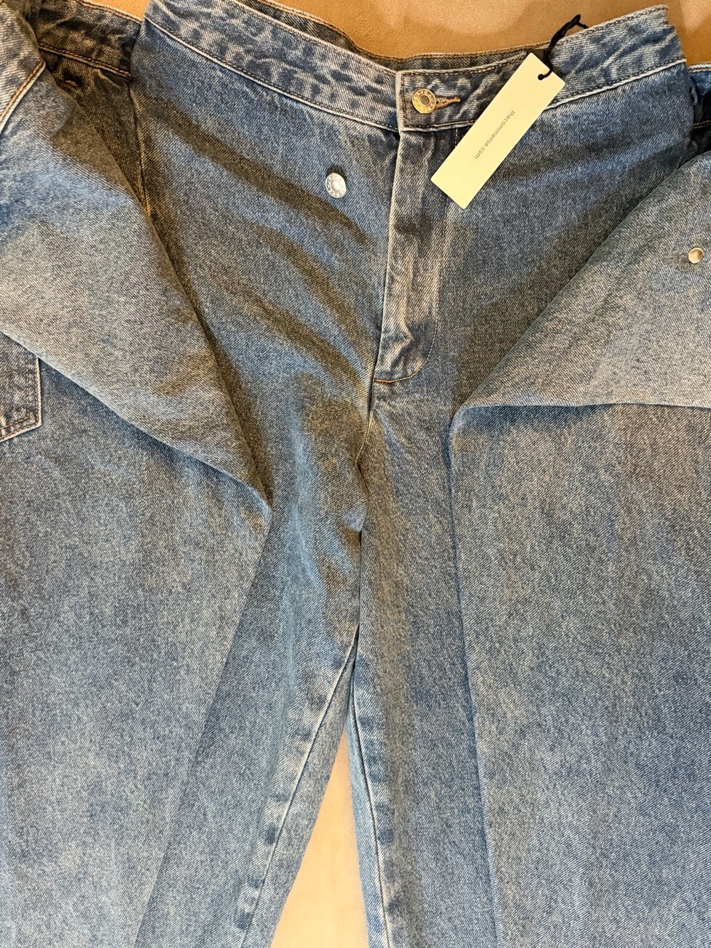 Commense Dark Blue Wide-Leg Wrap Overlay Jeans - Picture 6 of 7